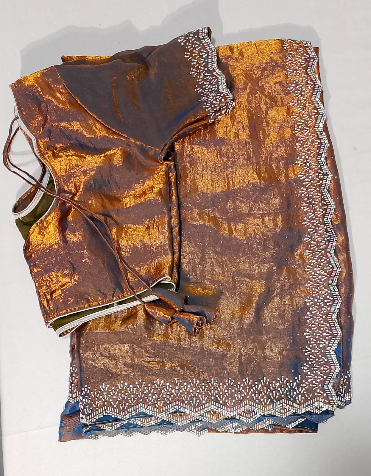D20: Ready To Ship Beautiful Space Silk Saree With Stitched Blouse