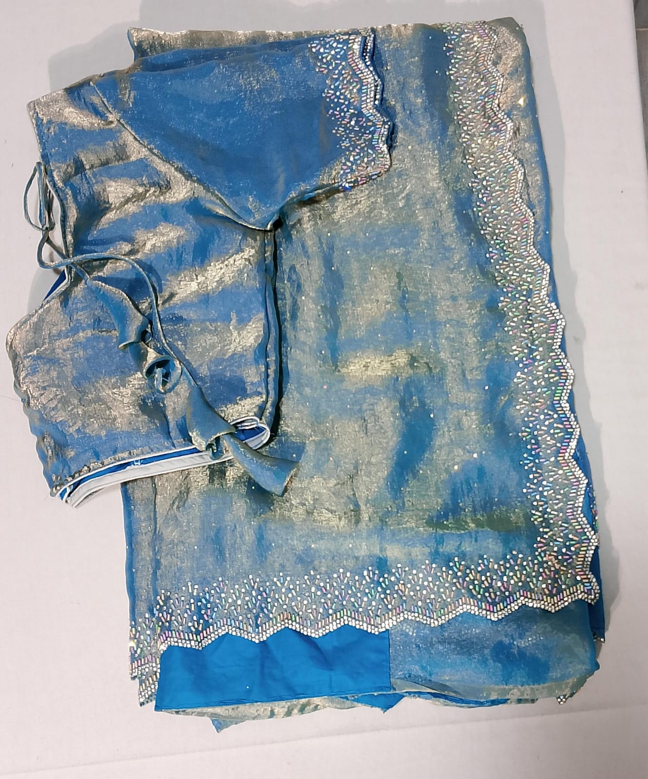 D19:Ready To Ship Beautiful Space Silk Saree With Stitched Blouse