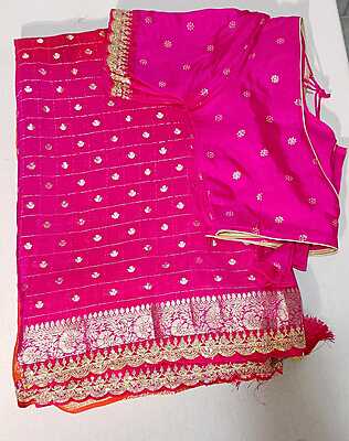D175: Ready To Ship Beautiful Soft Silk Saree With Stitched Blouse