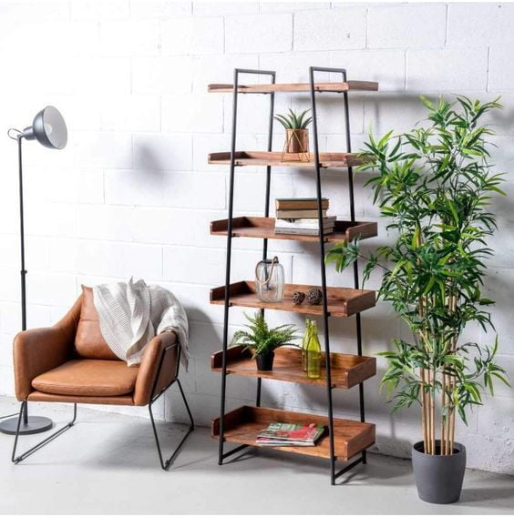 DAVID INDUSTRIAL STYLE METAL AND WOOD BOOKSHELF DAVID INDUSTRIAL STYLE METAL AND WOOD BOOKSHELF