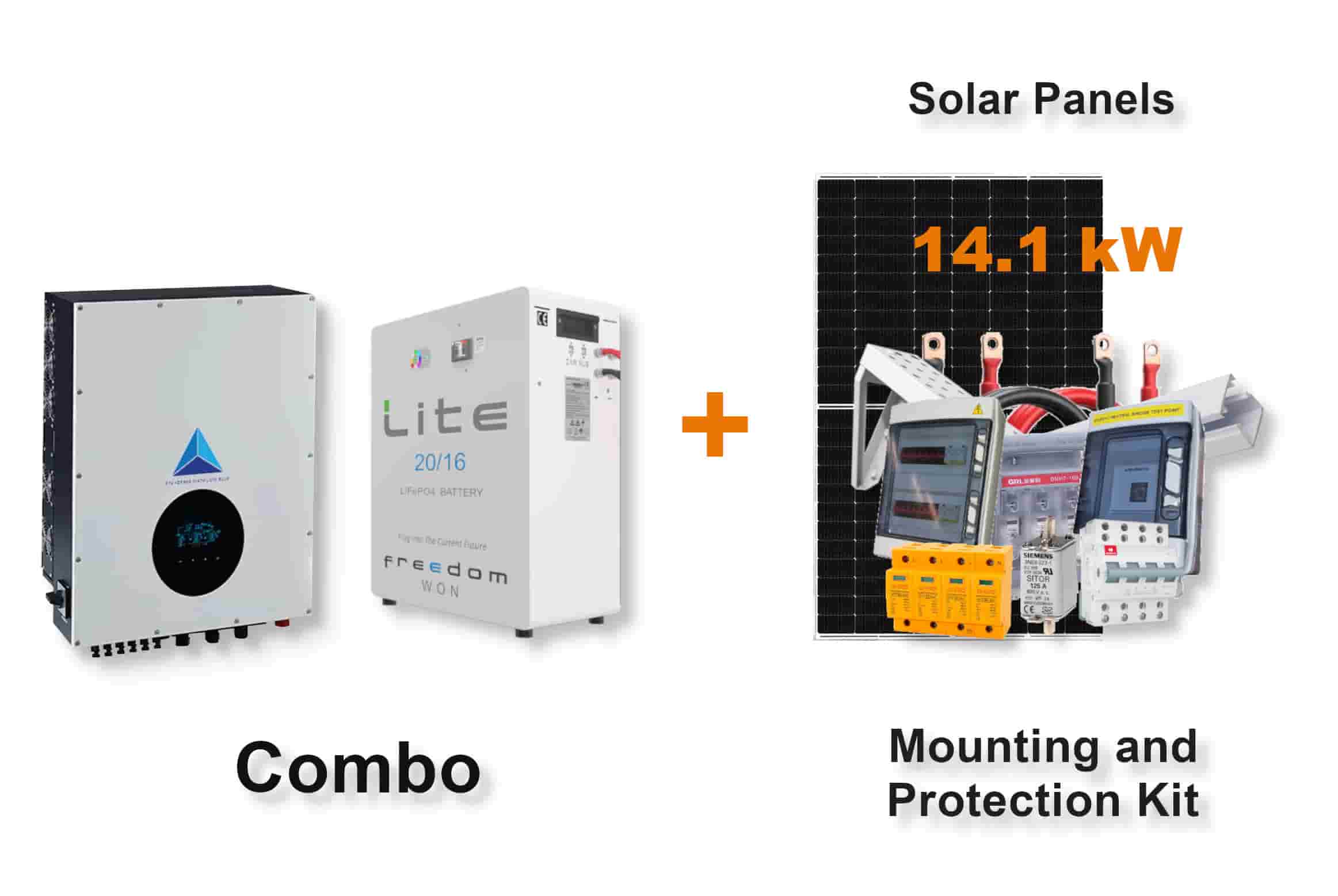 12.0 kW Blue Mountain 3-Phase Hybrid - FREEDOM WON Combo, c/w 20.0 kWh Lithium Battery