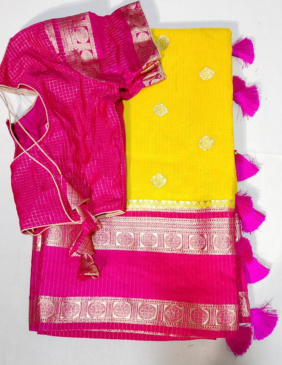 K003: Ready To Ship Beautiful Banarasi Soft Silk Saree With Stitched Blouse