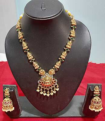 D145: Ready To Ship Beautiful Lakshmi Devi Necklace Set