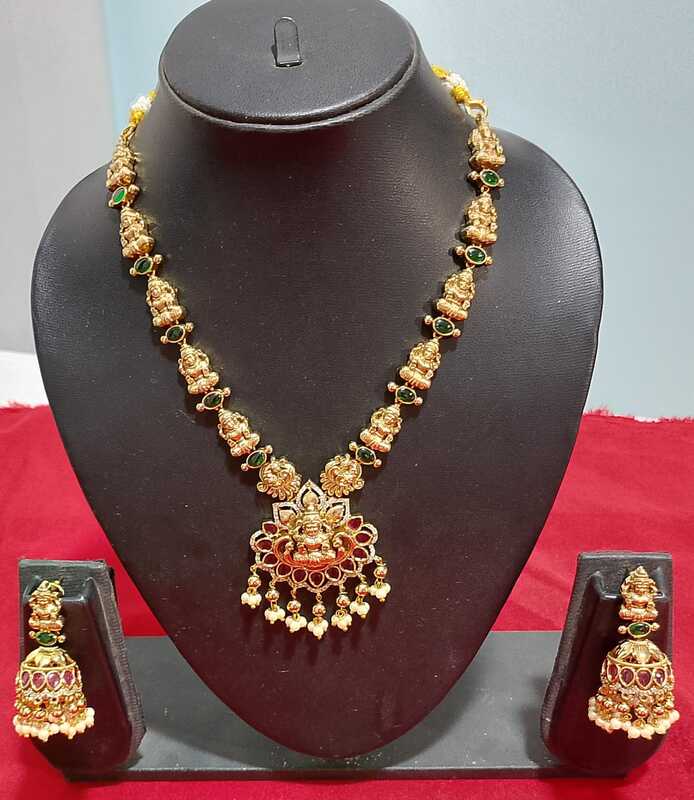 D145: Ready To Ship Beautiful Lakshmi Devi Necklace Set