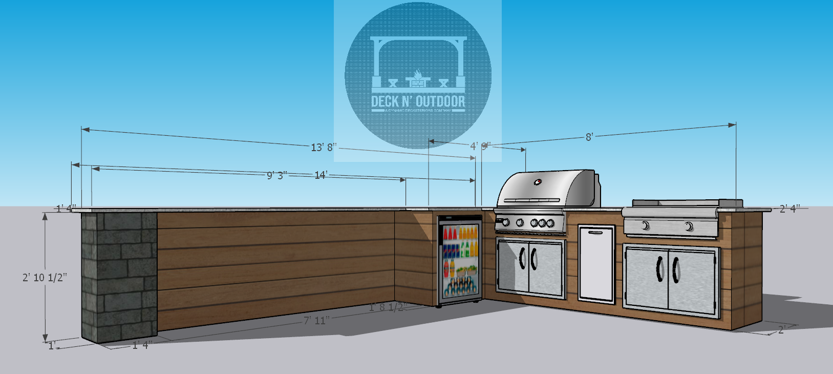14'x8' L-Shape Grill Station & Bar + BLAZE Equipment 14'x8' L-Shape Grill Station & Bar + BLAZE Equipment