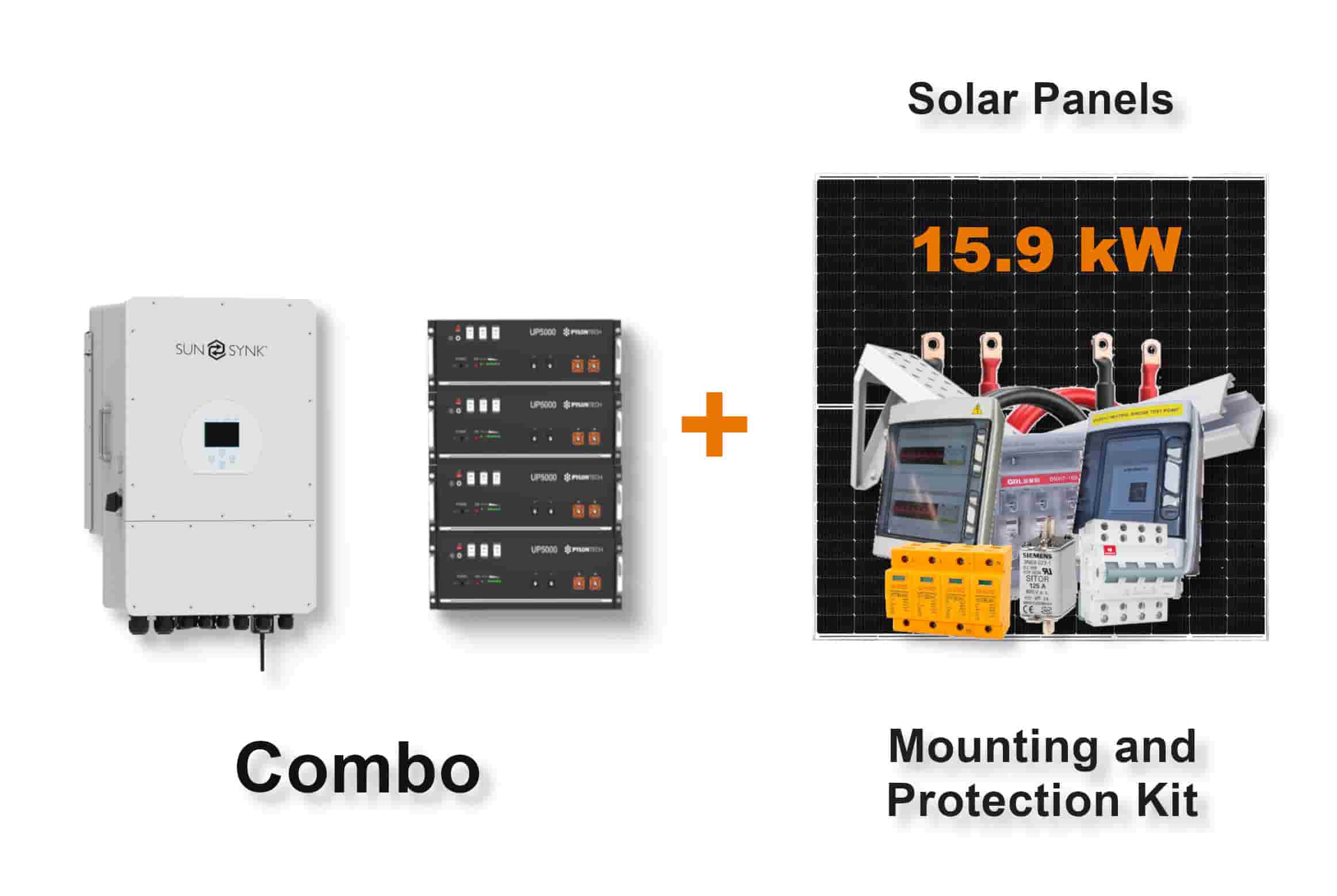 12.0 kW SUNSYNK 3-Phase Hybrid - PYLONTECH Combo, c/w 4x 4.8 kWh Lithium Batteries
