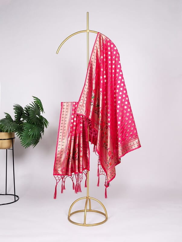 B467: Designer Soft Silk Paithani Duppata