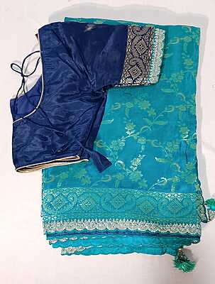 D182: Ready To Ship Beautiful Banarasi Silk Saree With Stitched Blouse