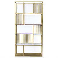 Modesto Golden Iron Frame Bookshelf with Glass Top Modesto Golden Iron Frame Bookshelf with Glass Top