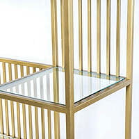 Modesto Golden Iron Frame Bookshelf with Glass Top Modesto Golden Iron Frame Bookshelf with Glass Top