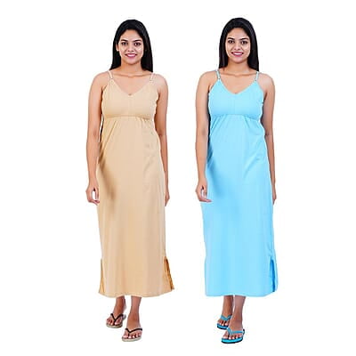Women Cotton Maxi Seamless Bra Nighty Slip - Pack of 2 Women Cotton Maxi Seamless Bra Nighty Slip - Pack of 2