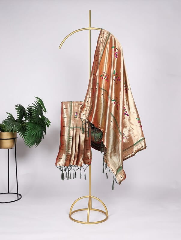 B466: Designer Soft Silk Paithani Duppata