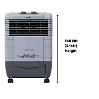 Kenstar grey air cooler featuring honey comb cooling technology.