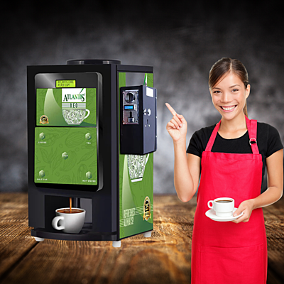 Close-up of the user-friendly interface and bright display of the Atlantis Neo vending machine. Close-up of the user-friendly interface and bright display of the Atlantis Neo vending machine.
