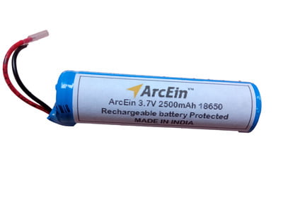 ArcEin 3.7V 2500mAh Protected Rechargeable Battery Pack Compatible with led Torch Radio Boat Stone Bluetooth Speaker Handheld Devices (Pack of 1)