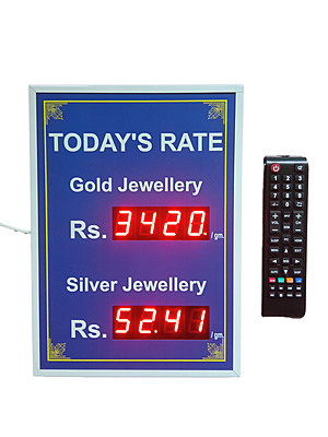 ArcEin Gold And Silver Rate board 1Inch LED Display board for use in Jewelry store ,showrooms ,etc- Blue colour