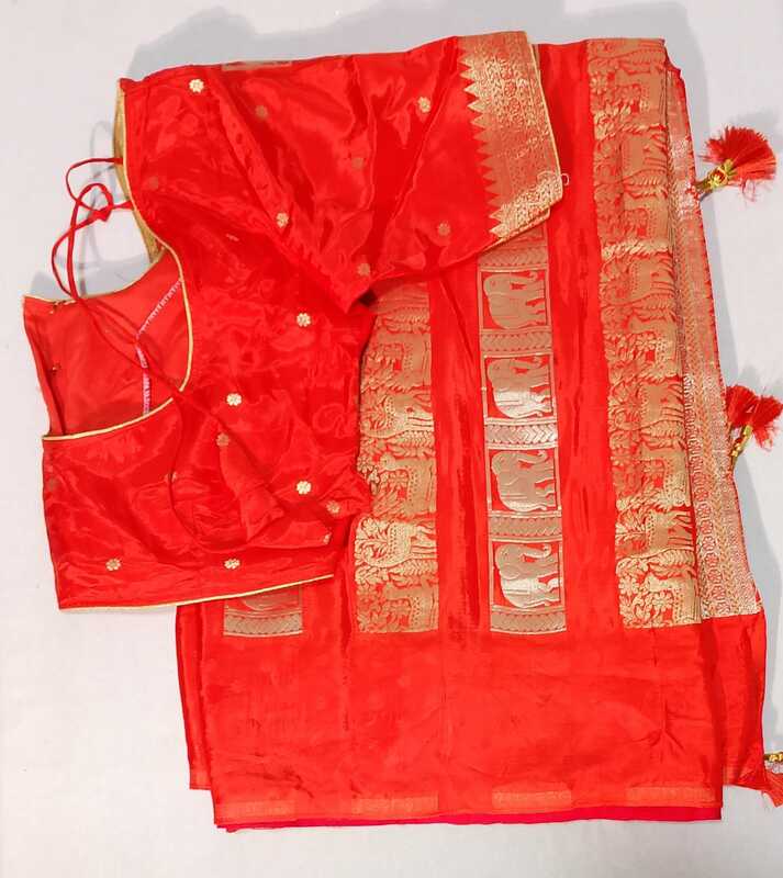 D189: Ready To Ship Beautiful Saree With Stitched Blouse