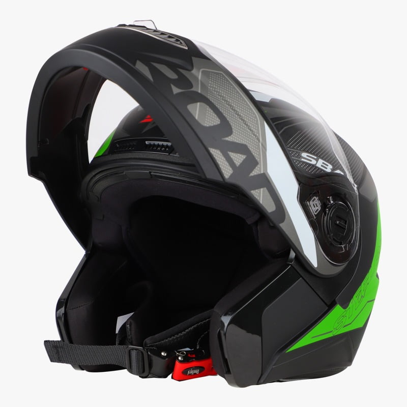 STEELBIRD SBA-7 ROAD MATT BLACK/GREEN C/V (M)