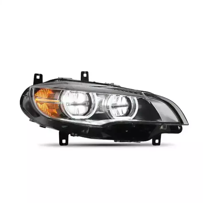 E71 X6 Facelift Style LED Headlights w/Etched DTM Rings (2008–2013)