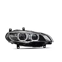 E71 X6 Facelift Style LED Headlights w/Etched DTM Rings (2008–2013)