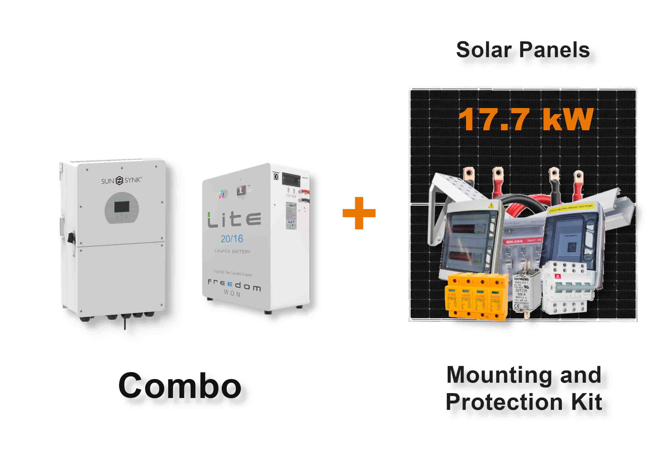 16.0 kW SUNSYNK Hybrid - FREEDOM WON Combo, c/w 20 kWh Floor Standing Lithium Battery