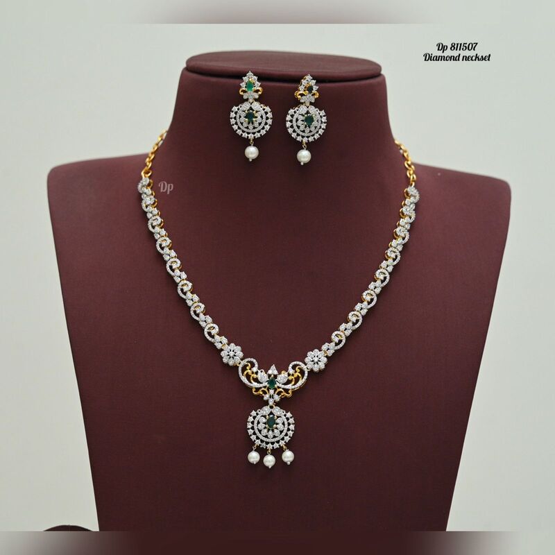 F13: Beautiful  Diamond Finish Necklace Set