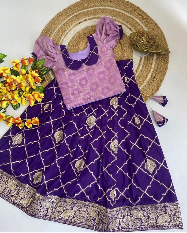 P163: Beautiful Dola Silk Kids Lehenga Sets P163: Beautiful Dola Silk Kids Lehenga Sets