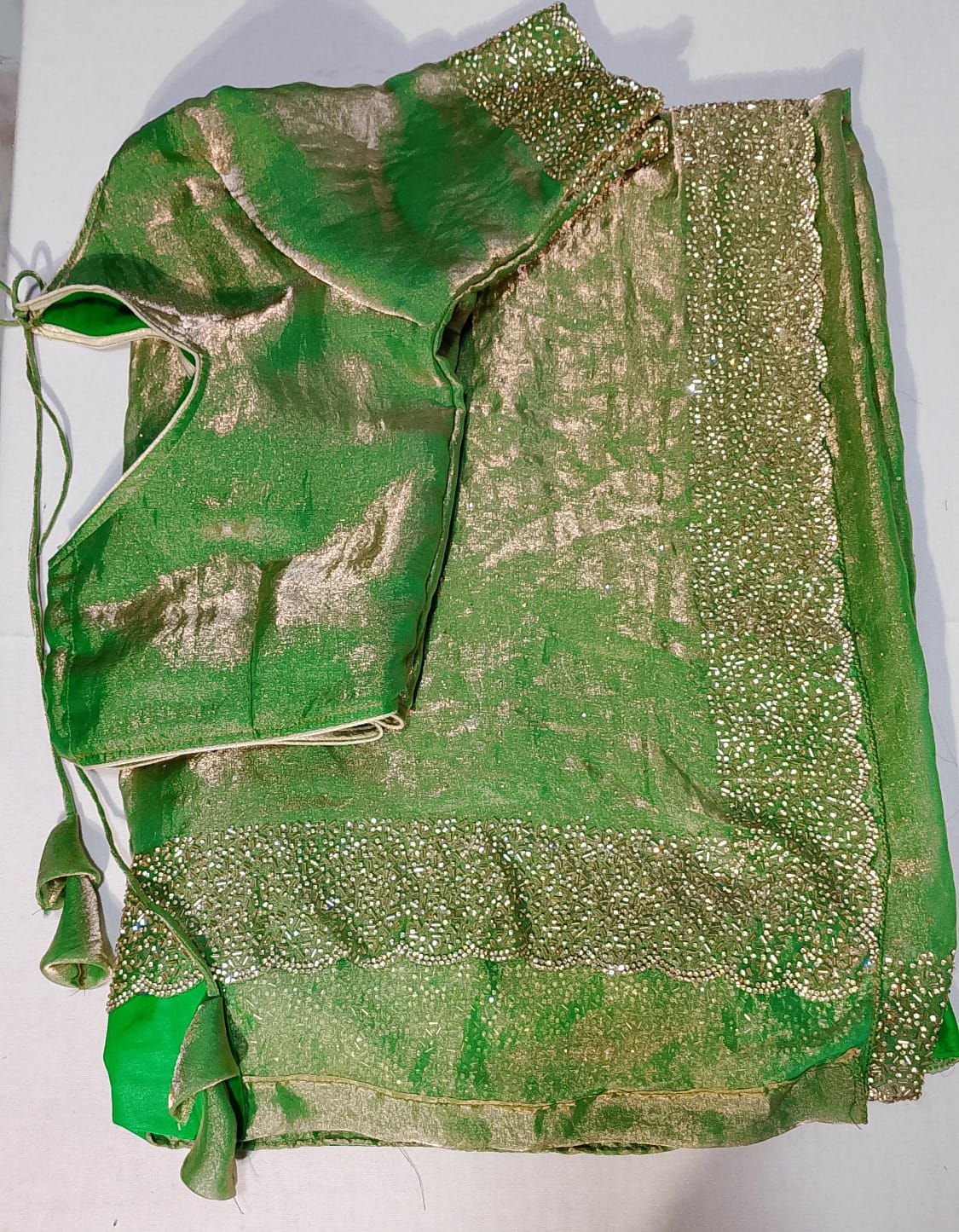 C192: Ready To Ship Beautiful Space Silk Sequnce Work Saree With Stitched Blouse