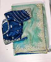 K200: Beautiful  Pure Tissue Silk Saree With Stitched Blouse