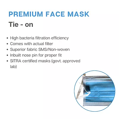 Face mask New With High Filtration (Tie on)