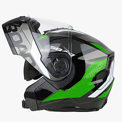 STEELBIRD SBA-7 ISS ROAD GLOSSY BLACK/GREEN C/V (M)