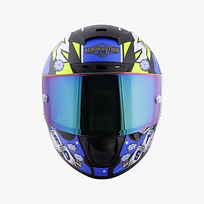 STEELBIRD SA-2 CASINO GLOSSY BLACK/BLUE C/V 600 MM WITH EXTRA VISOR (SH)