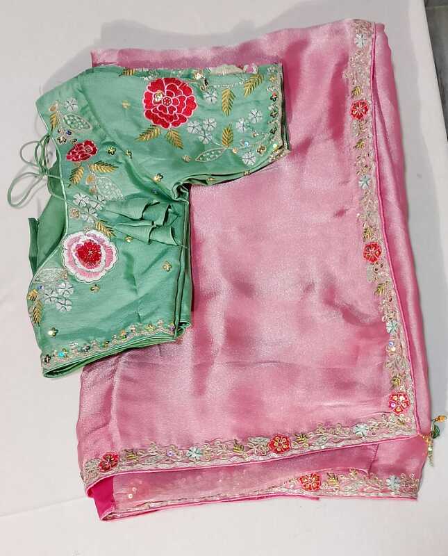 C216: Ready To Ship Beautiful Pure Tissue Silk Saree With Stitched Work Blouse C216: Ready To Ship Beautiful Pure Tissue Silk Saree With Stitched Work Blouse