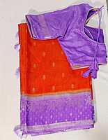 E1:Ready To Ship Beautiful  Pure Moonga Satin Saree With Stitched Blouse