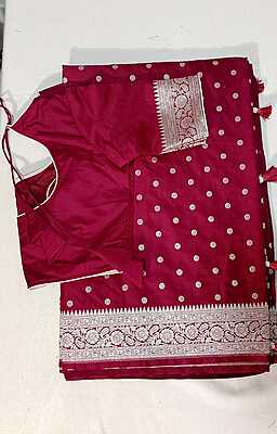 C218: Ready To Ship Beautiful MushroomSatin Silk Saree With Stitched Blouse