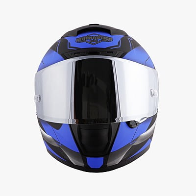 STEELBIRD SA-2 METALLIC BLACK/BLUE C/V 600 MM WITH EXTRA VISOR (SH)