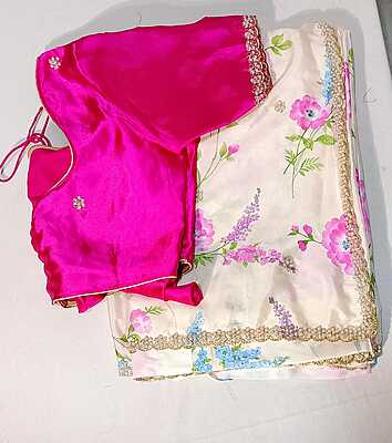 K217: Beautiful Ready To Ship Georgette Saree With Stitched Blouse