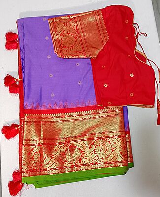K208: Beautiful Ready To Ship Gadwal Silk Saree With Stitched Blouse