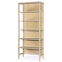 Moreno Solid Wood Bookshelf With Cane Back Moreno Solid Wood Bookshelf With Cane Back