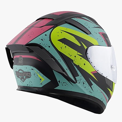 STEELBIRD SA-2 BREEZER GLOSSY BLACK/LIGHT BLUE C/V 580 MM WITH EXTRA VISOR (SH)