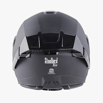 STEELBIRD SBA-8 ISS GLOSSY H.GREY WITH BLACK SPOILER C/V 580 MM WITH EXTRA SMOKE VISOR