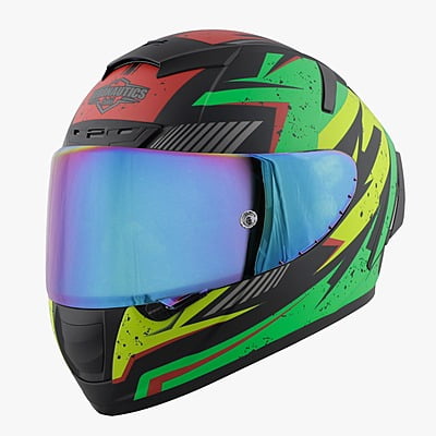 STEELBIRD SA-2 BREEZER MATT BLACK/GREEN C/V 580 MM WITH EXTRA VISOR (SH)