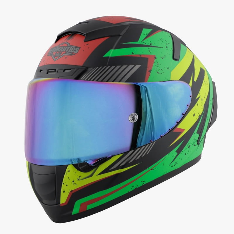 STEELBIRD SA-2 BREEZER MATT BLACK/GREEN C/V 580 MM WITH EXTRA VISOR (SH)