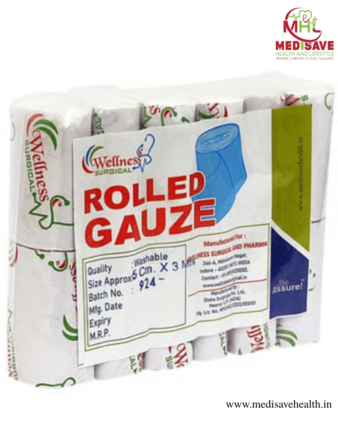 GAUZE BANDAGE(44TPI)-(12 U)- WELLNESS GAUZE BANDAGE(44TPI)-(12 U)- WELLNESS