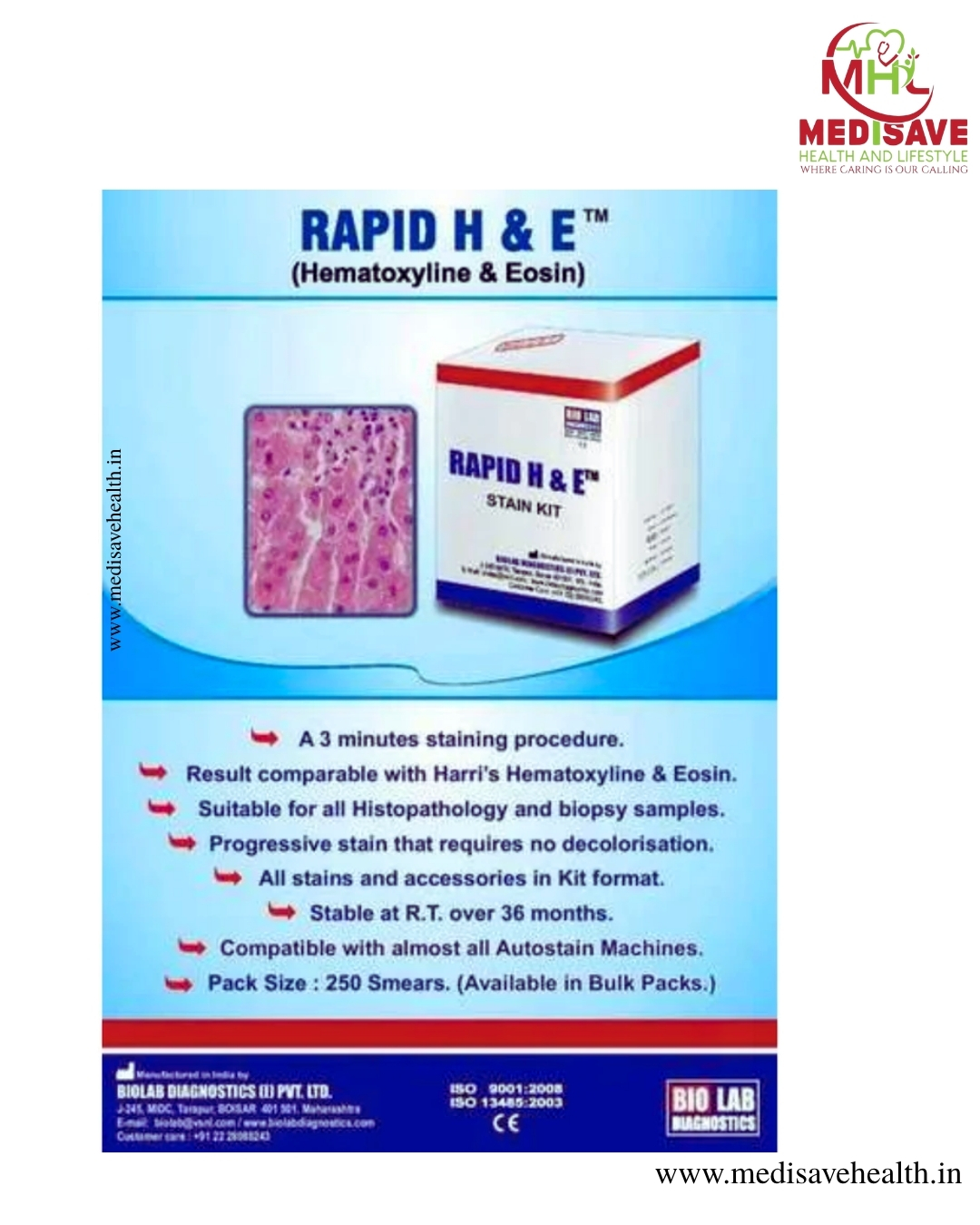 Rapid H&E staining kit 250 test - BIOLAB