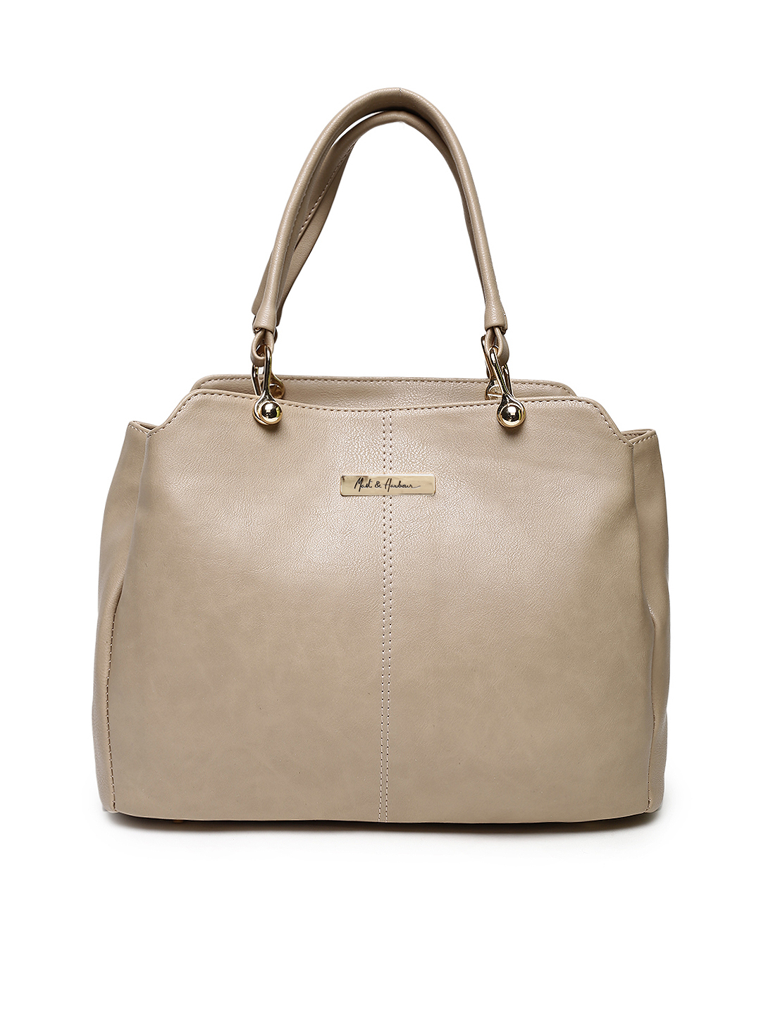 Beige Solid Handheld Bag Beige Solid Handheld Bag