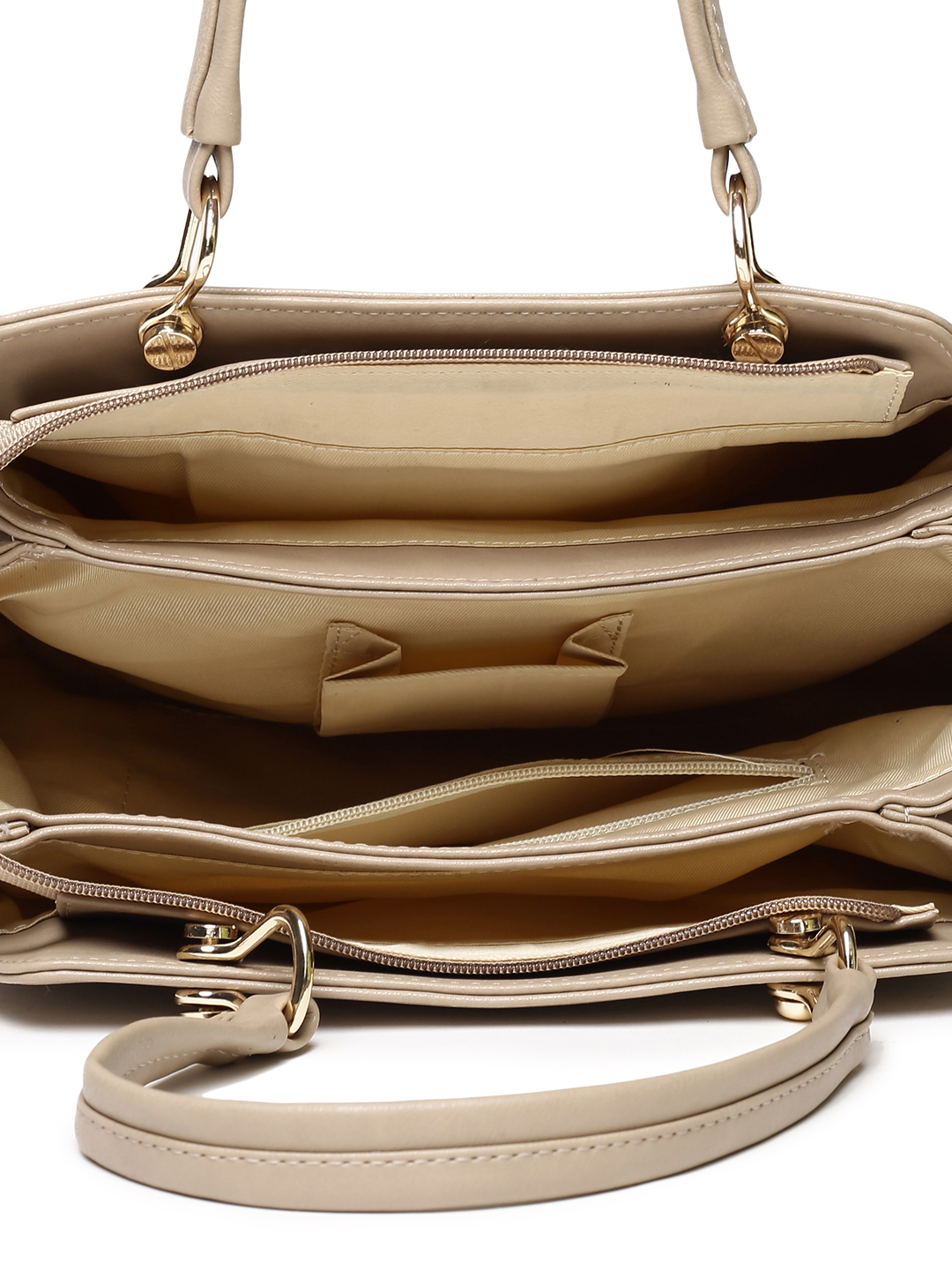 Beige Solid Handheld Bag Beige Solid Handheld Bag