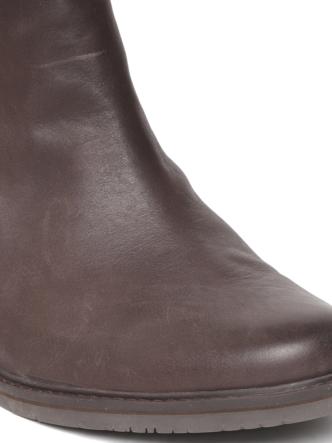 Women Coffee Brown Mont Chevalier Chelsea Leather Mid-Top Flat Boots Women Coffee Brown Mont Chevalier Chelsea Leather Mid-Top Flat Boots