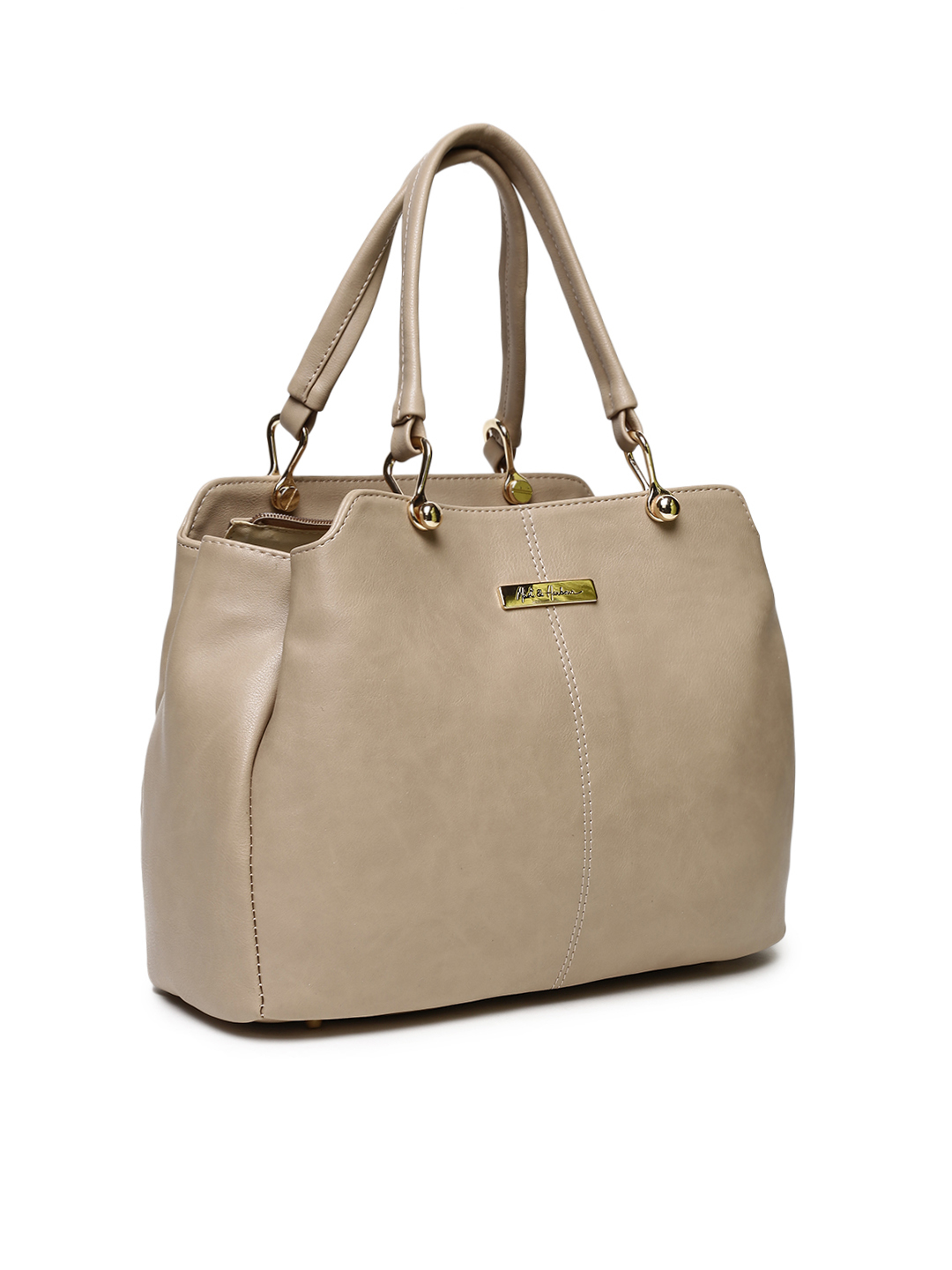Beige Solid Handheld Bag Beige Solid Handheld Bag