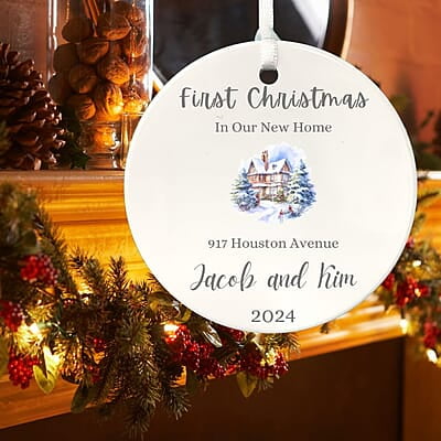 New Address 2 Personalized 2024 Ornament, Custom Quality Lasting Ceramic Keepsake, First Christmas Nostalgic Remembrance Heirloom Gift